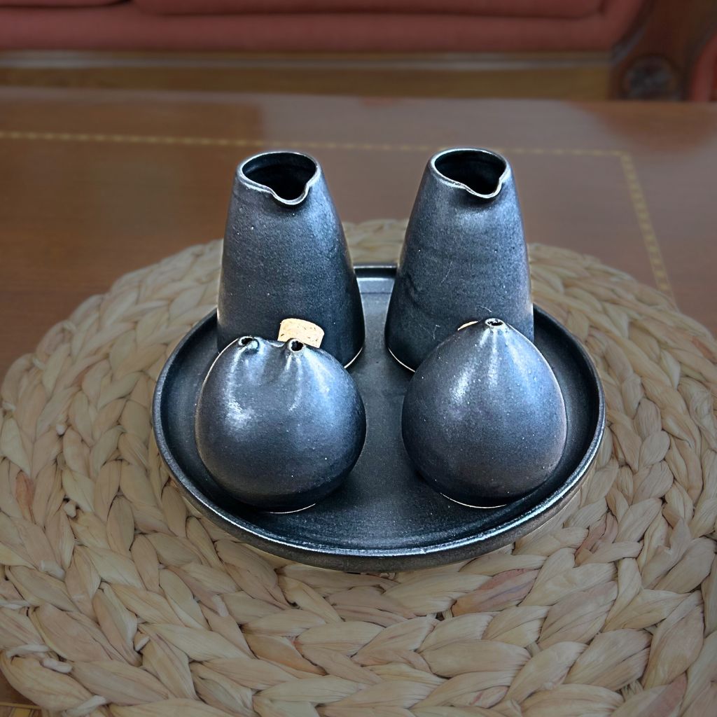 Alcuza 5 piezas Cerámica Gres Negra