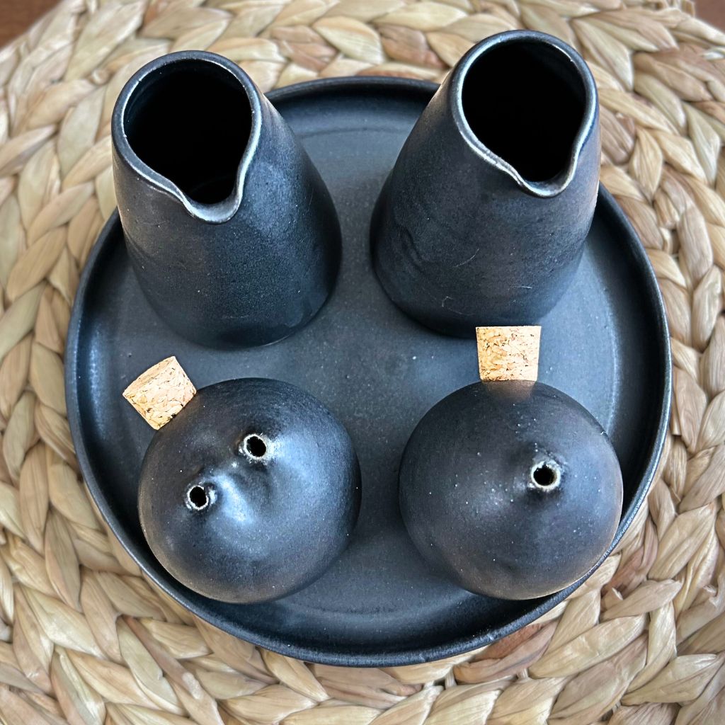 Alcuza 5 piezas Cerámica Gres Negra