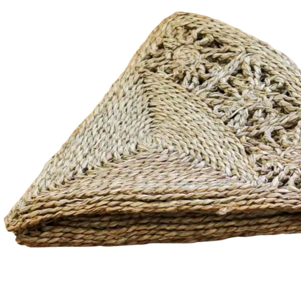 Alfombra Redonda de Yute Maite Diseño Floral - Estilo Natural Artesanal para tu Hogar