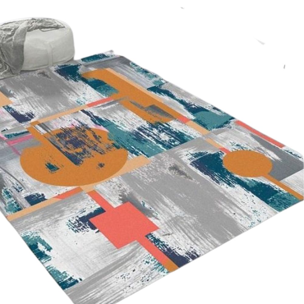 Alfombra Rectangular Abstracta Urbana Tonos Grises y Cálidos – 160 cm x 230 cm