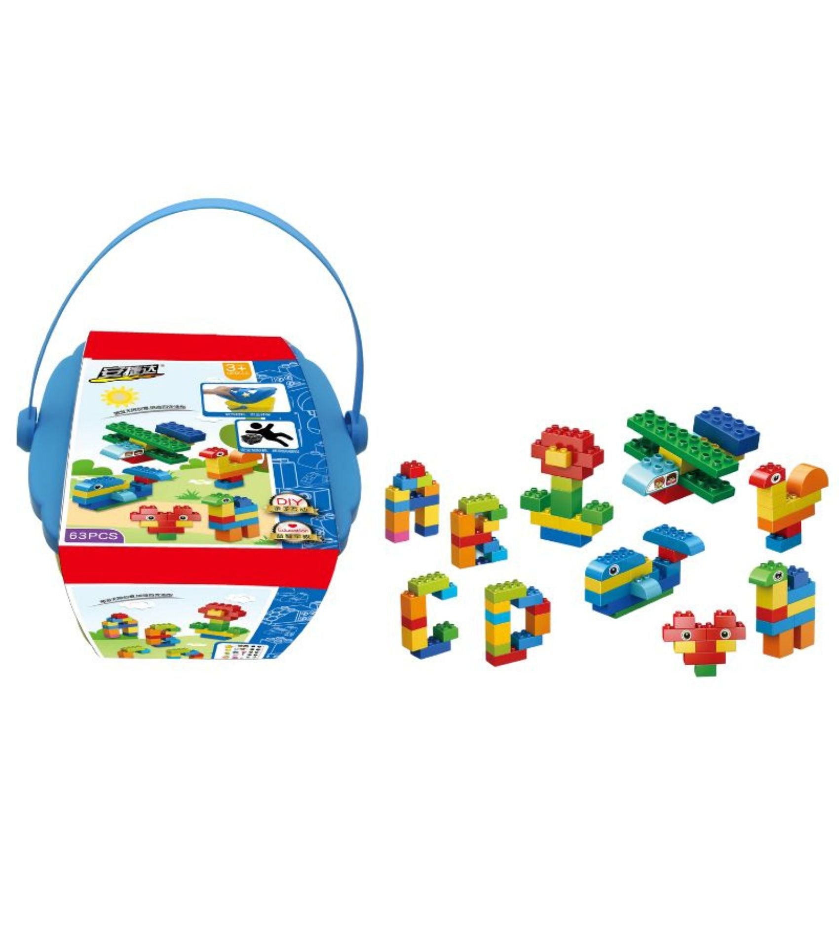 Bloques Construcción (Building Blocks), 63 Piezas con balde