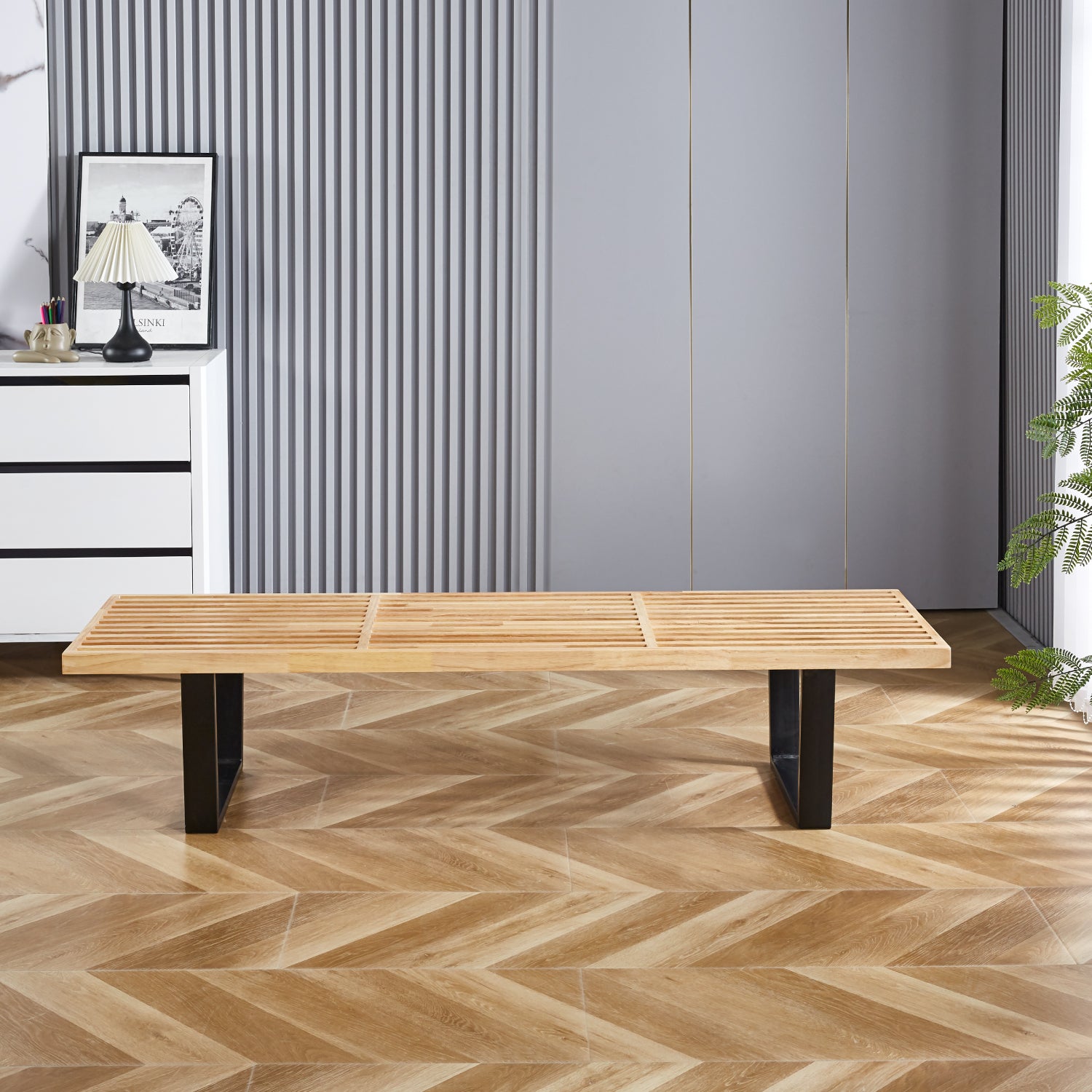 Banqueta de Madera y Metal George Nelson 160cm
