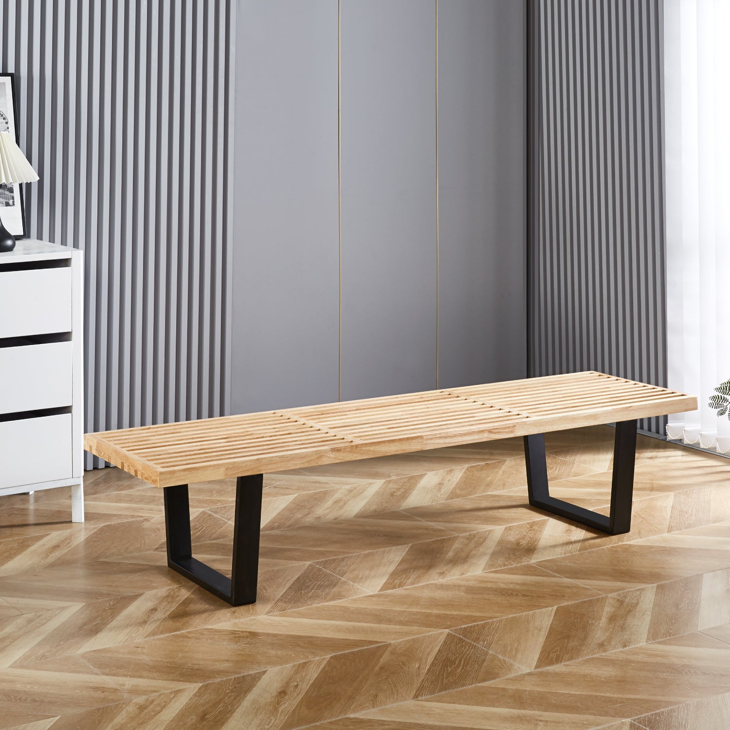 Banqueta de Madera y Metal George Nelson 160cm