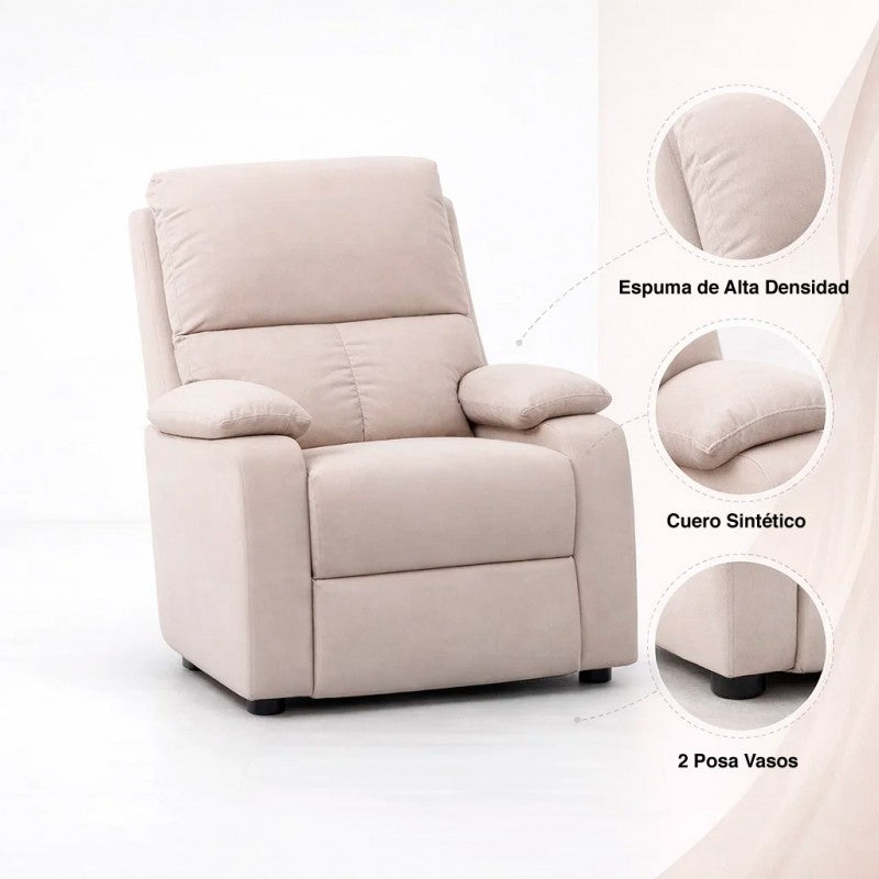 Bergere Reclinable Ibiza Leather Crema