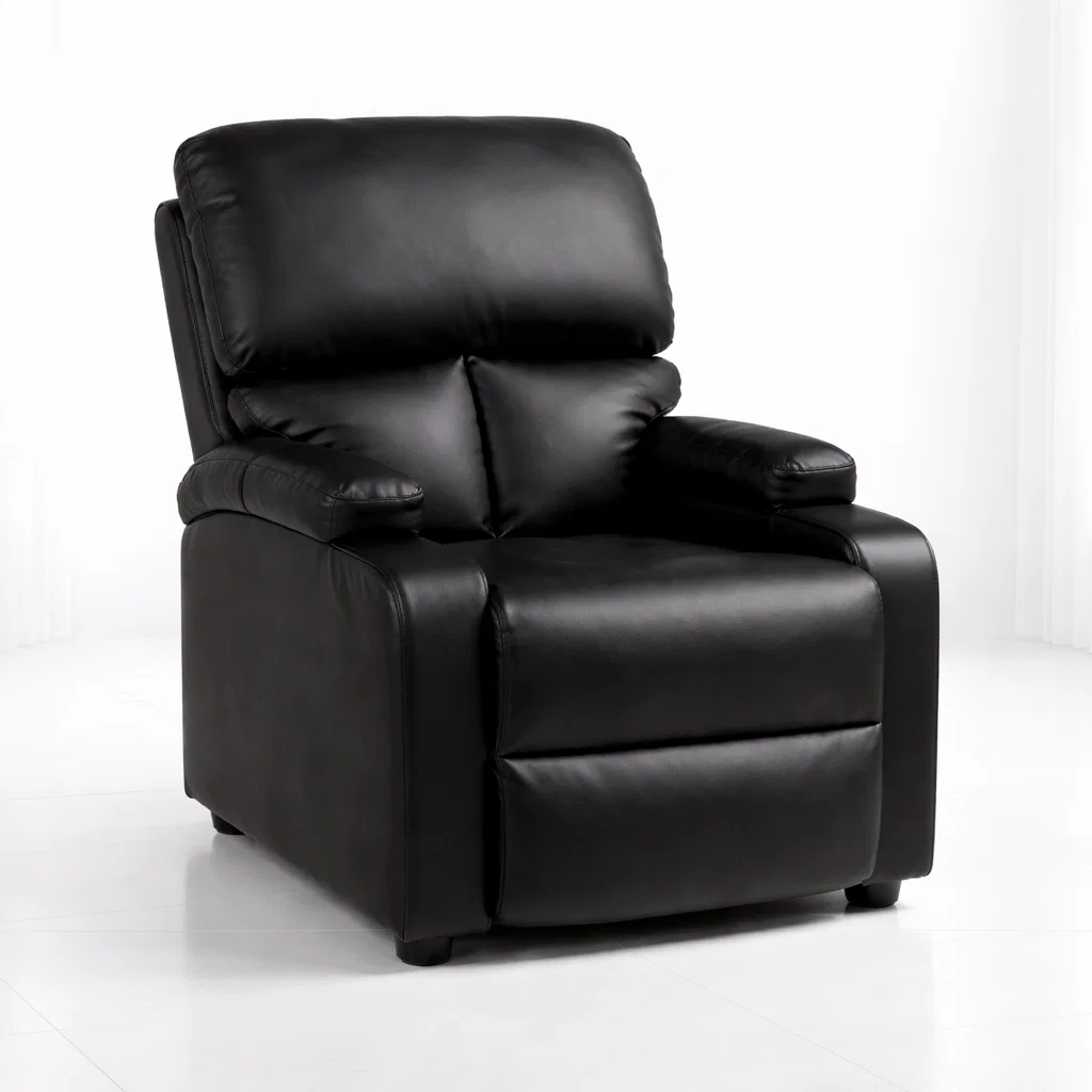 Bergere reclinable Ibiza leather Negro