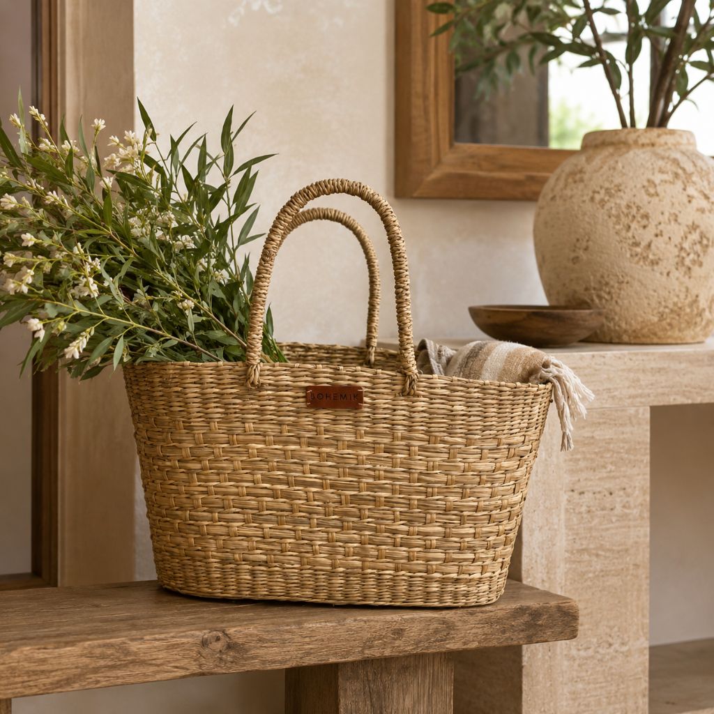 Bolso Jacinta de fibra Natural Tejido a Mano 40 cm
