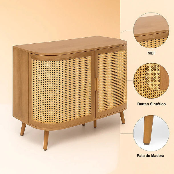 Cómoda Siena Rattan - Natural