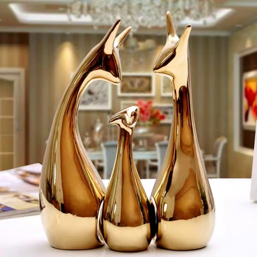 Figura Decorativa Gatos Dorados