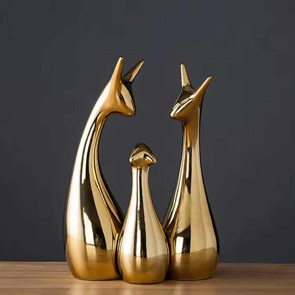 Figura Decorativa Gatos Dorados