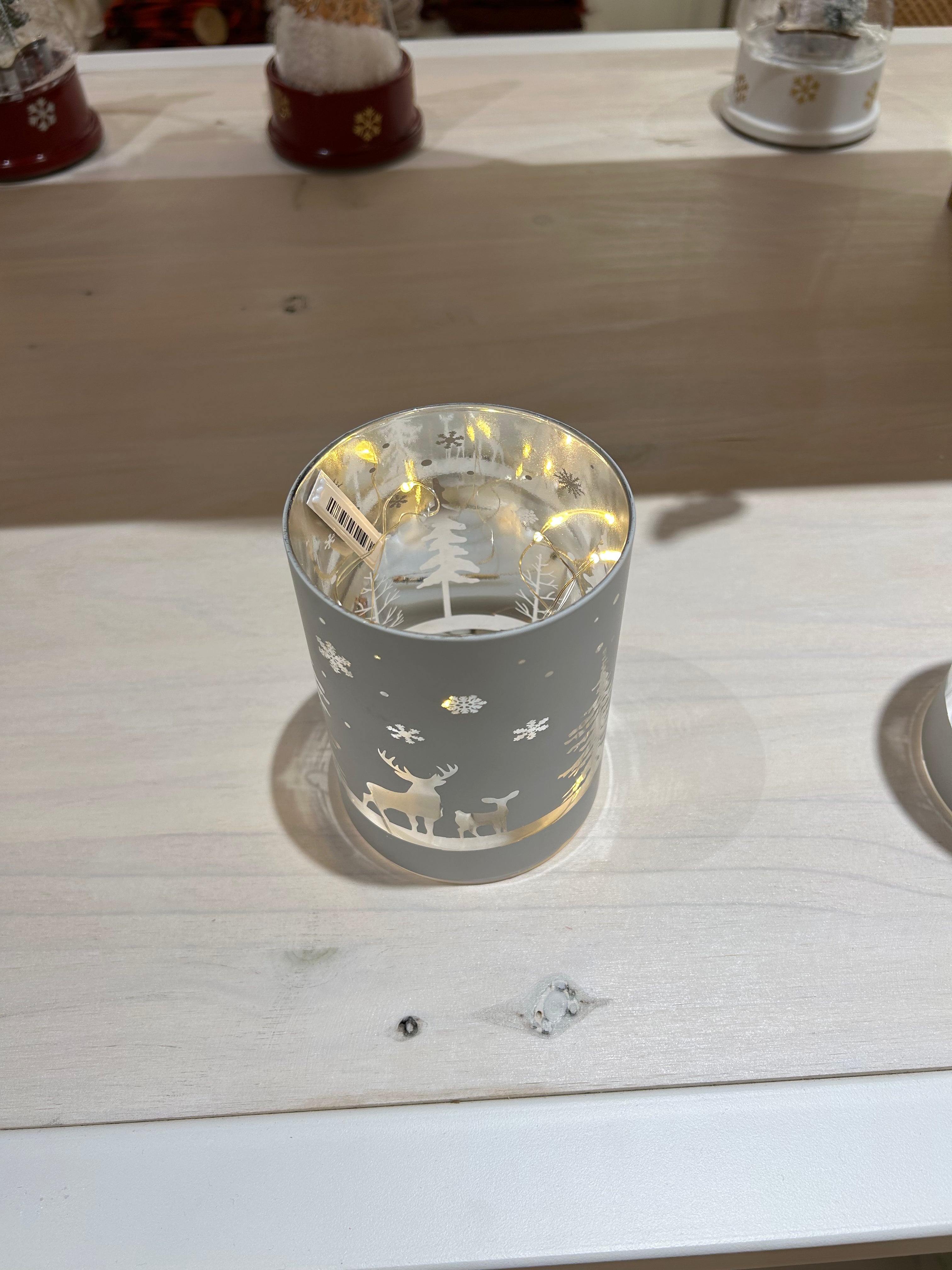 Portavelas de Luz led Navideña Gris, 4 Opciones