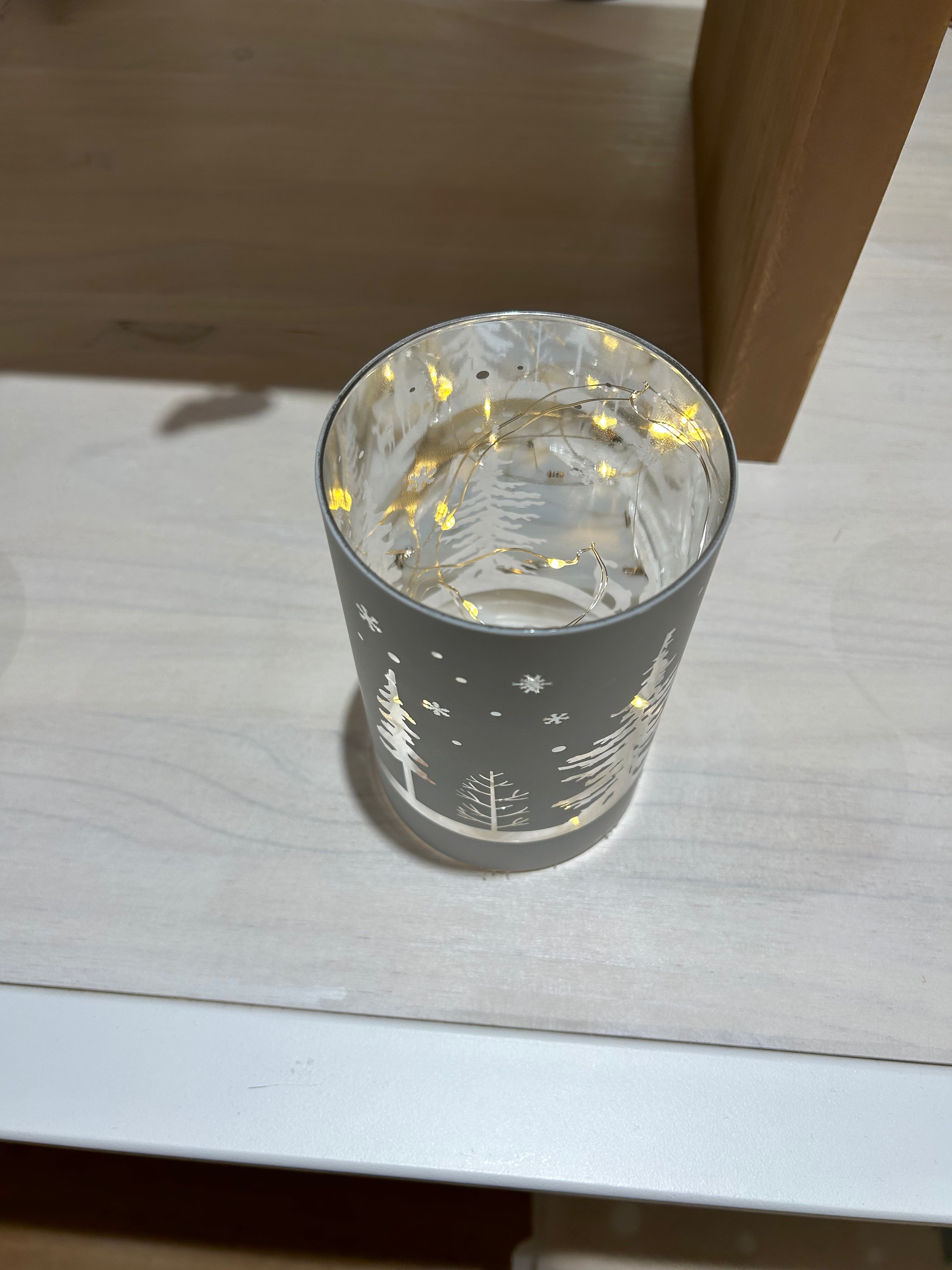 Portavelas de Luz led Navideña Gris, 4 Opciones