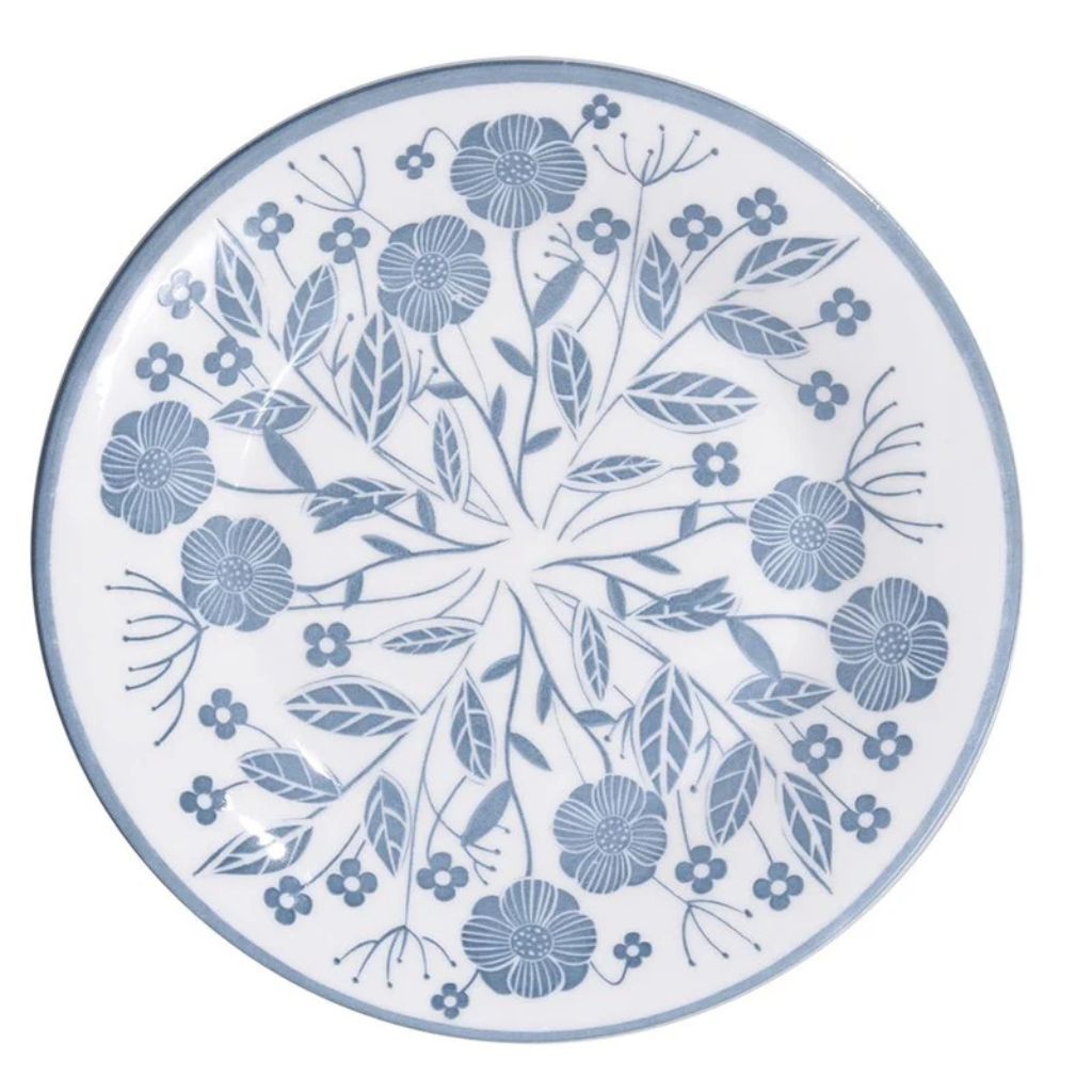 Juego de Vajilla 30 Piezas de Porcelana Decorada Modelo Hannah – Diseño Floral Azul