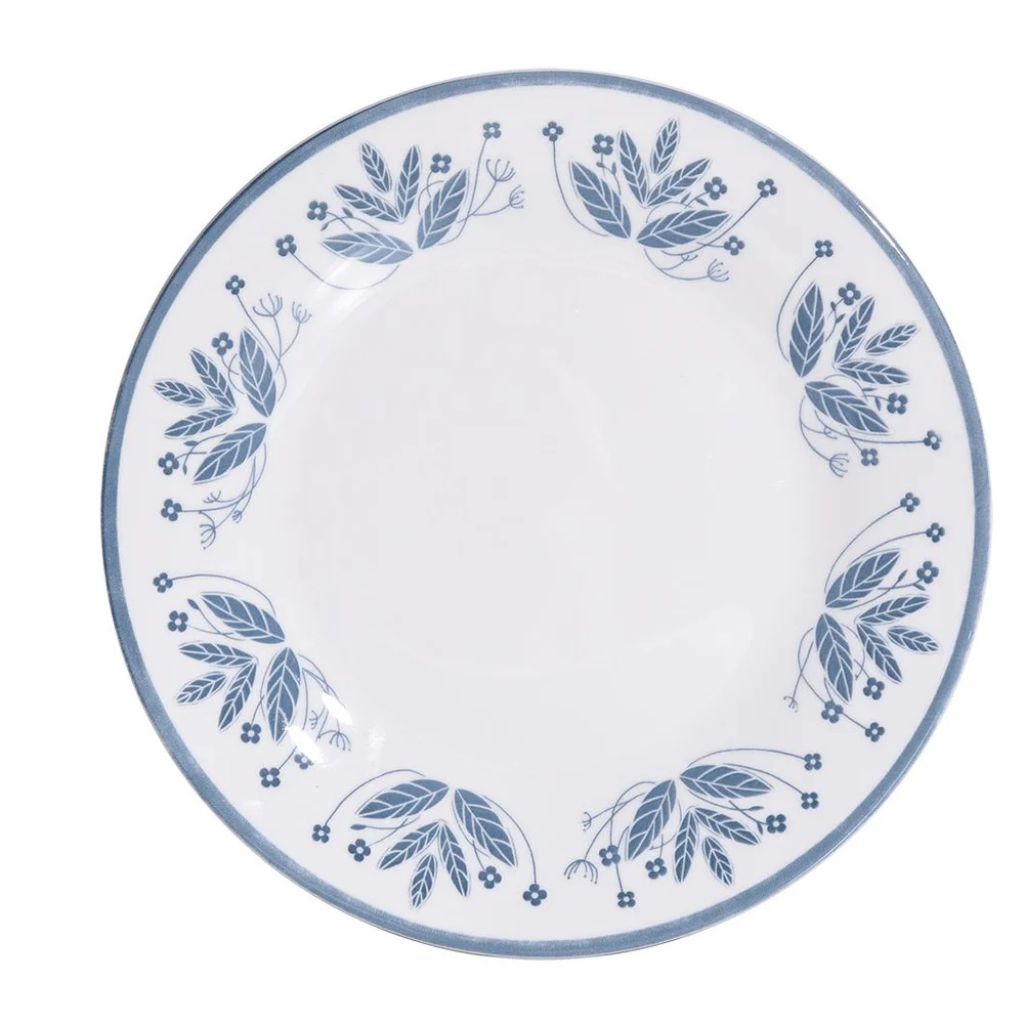 Juego de Vajilla 30 Piezas de Porcelana Decorada Modelo Hannah – Diseño Floral Azul