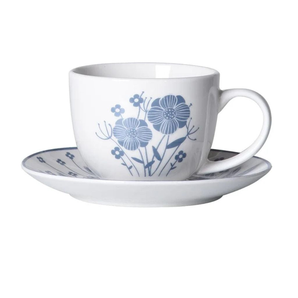 Juego de Vajilla 30 Piezas de Porcelana Decorada Modelo Hannah – Diseño Floral Azul