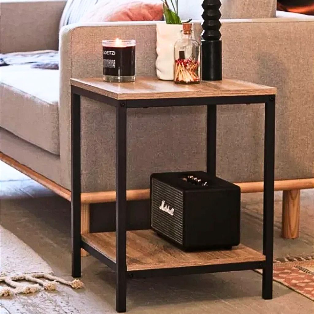 Mesa Auxiliar Lateral de 2 Niveles Clara