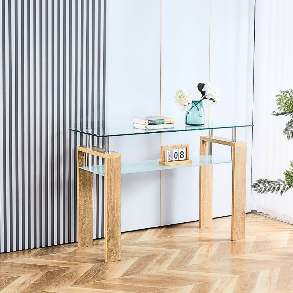 Mesa de Arrimo Rectangular de Vidrio