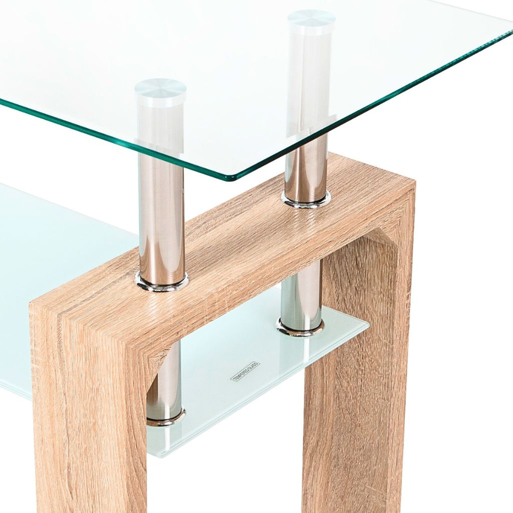 Mesa de Arrimo Rectangular de Vidrio