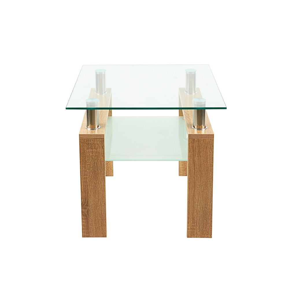 Mesa lateral moderna madera y vidrio
