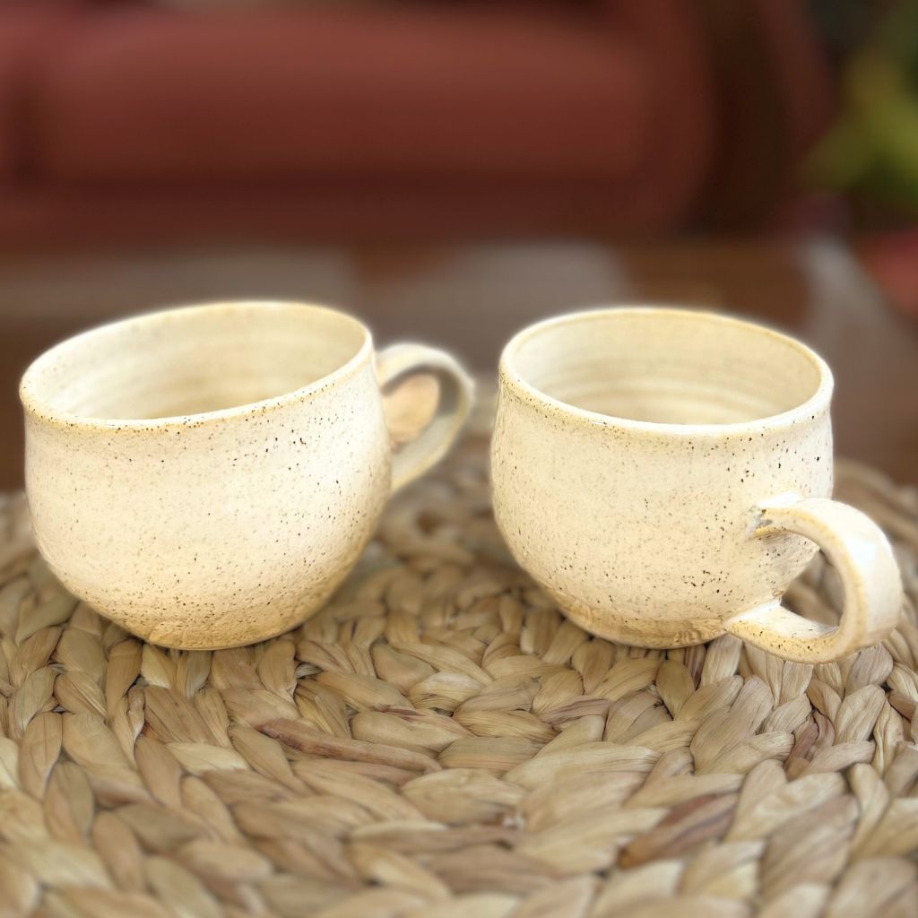 Set 2 Mug color crema Cerámica Gres