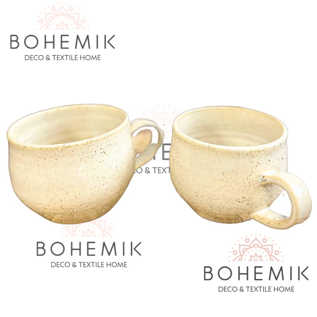 Set 2 Mug color crema Cerámica Gres