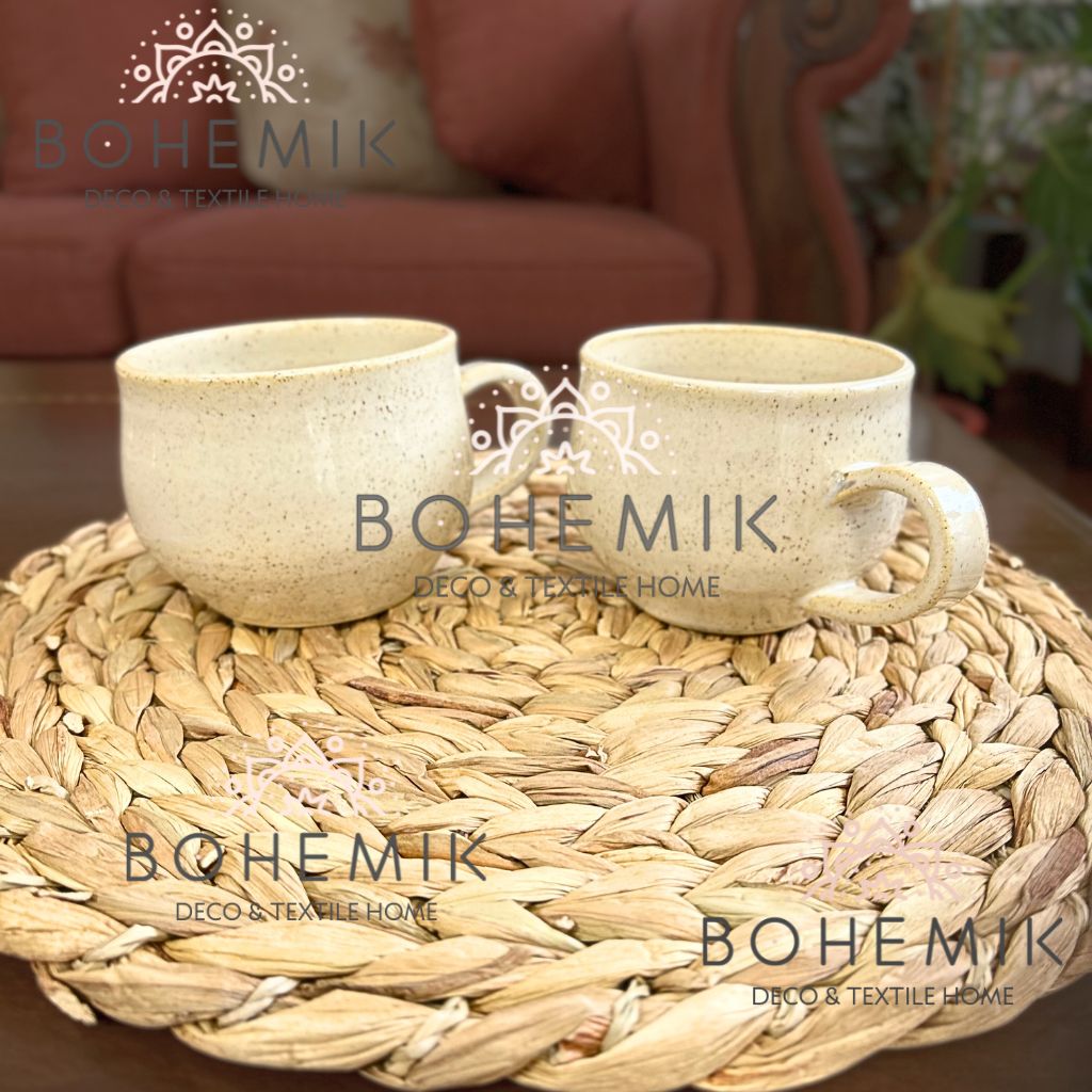 Set 2 Mug color crema Cerámica Gres