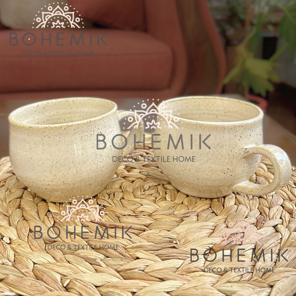 Set 2 Mug color crema Cerámica Gres