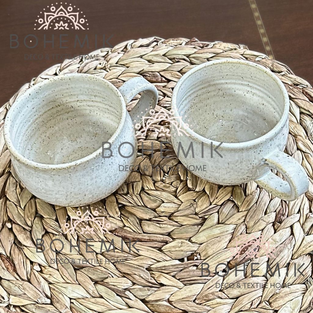 Set 2 Mug color crema Cerámica Gres