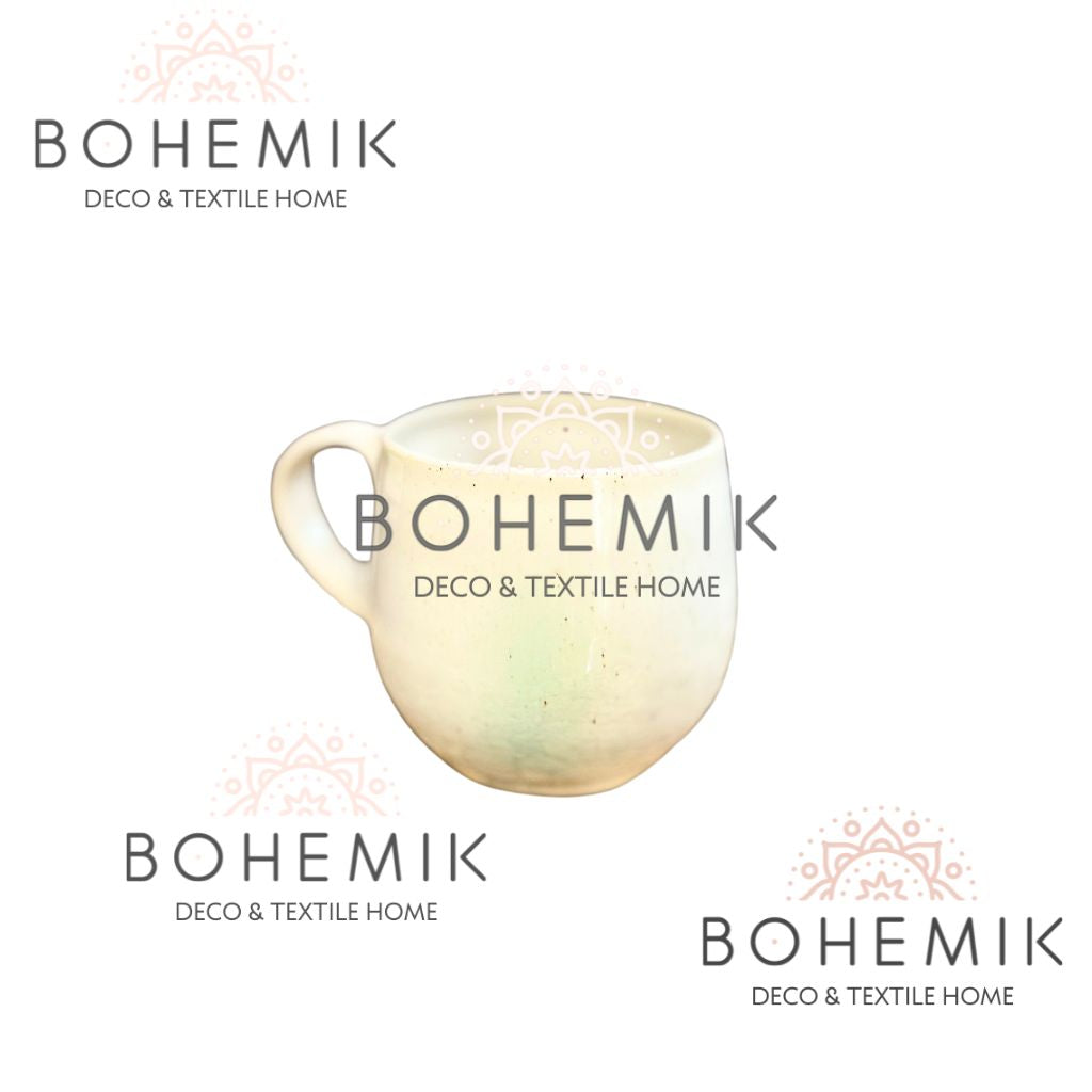 Set 2 Mug y 1 Plato en Cerámica Gres color crema