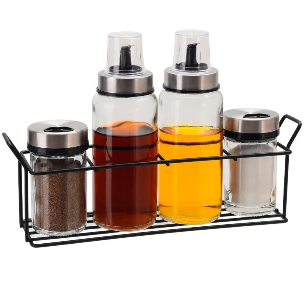 Alcuza de 4 botellas especieras