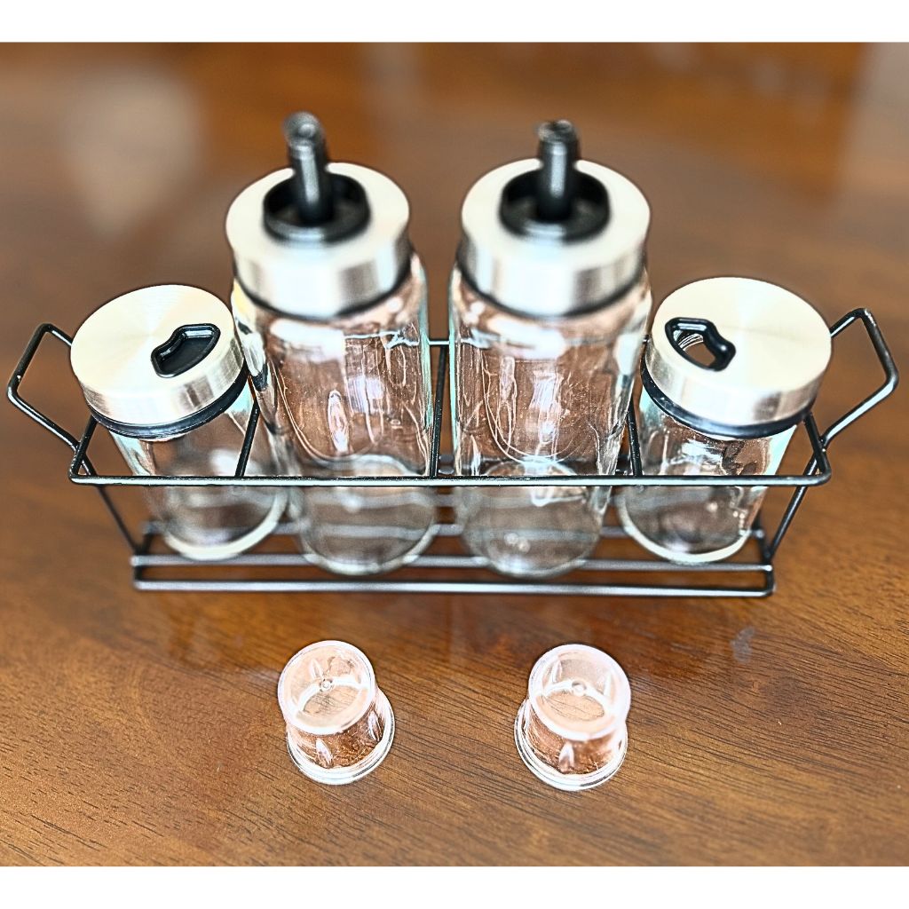 Alcuza de 4 botellas especieras