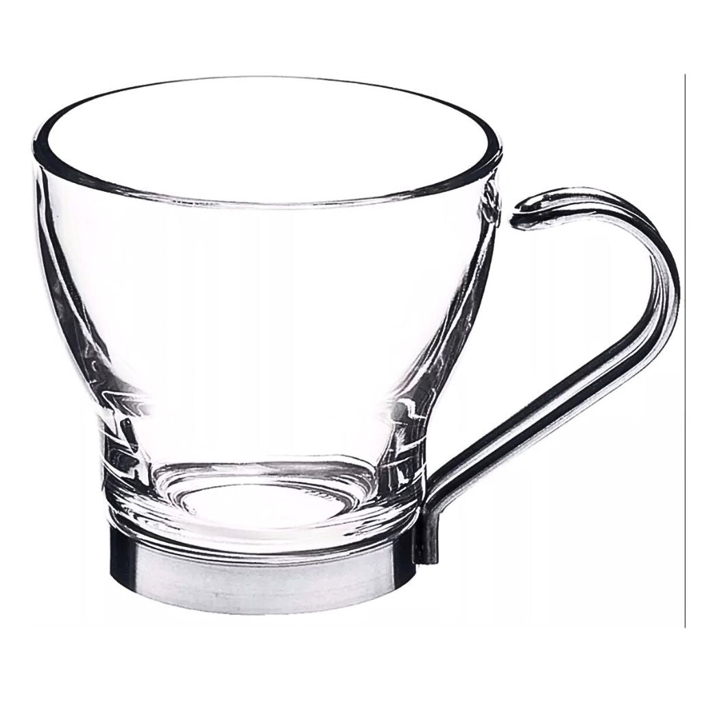 Set 4 Tazas Café 200 ml Vidrio Asa Metálica Allegra