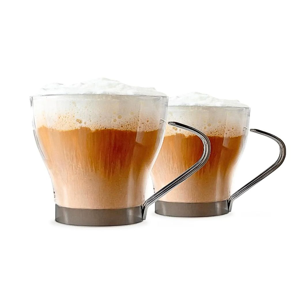 Set 4 Tazas Café 200 ml Vidrio Asa Metálica Allegra