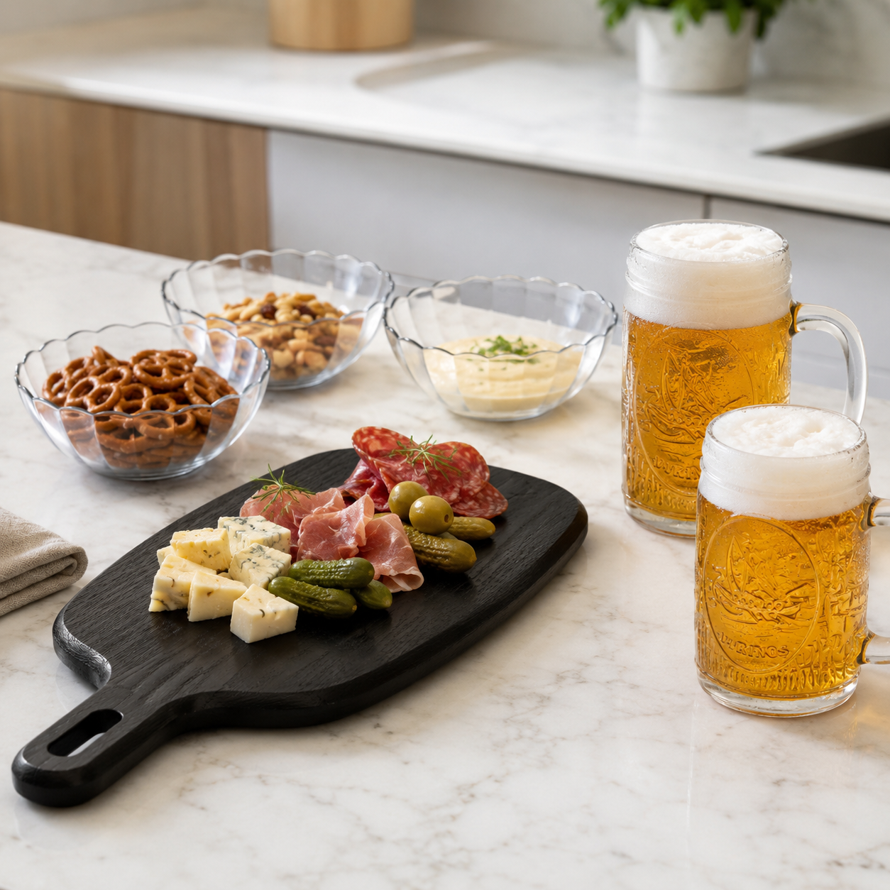 Set Cervecero del 18 con Vasos Vikings, Ensaladeras Bella y Tabla Coquinaria