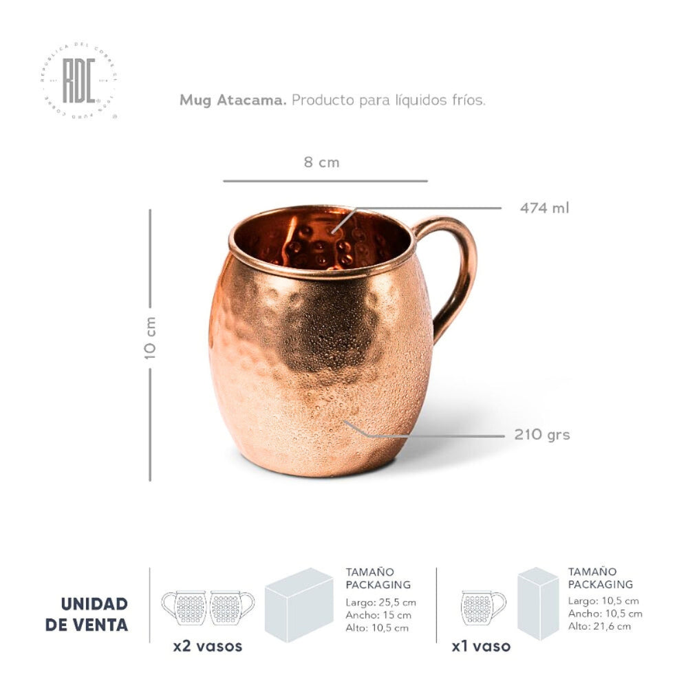Set 2 Mug Cobre Martillado