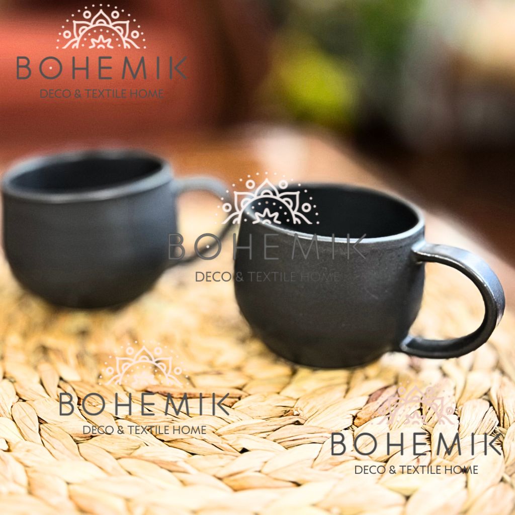 Set 2 Mug color Negro Cerámica Gres
