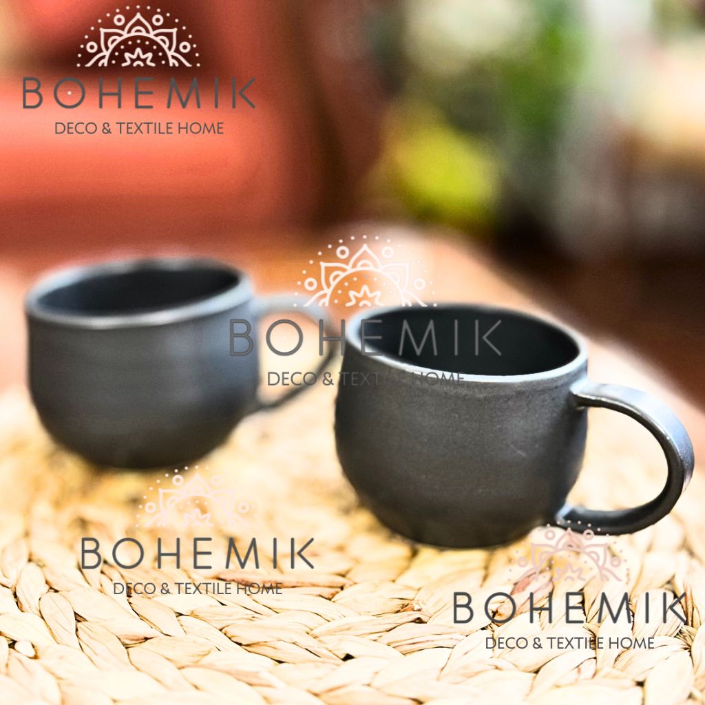 Set 2 Mug color Negro Cerámica Gres