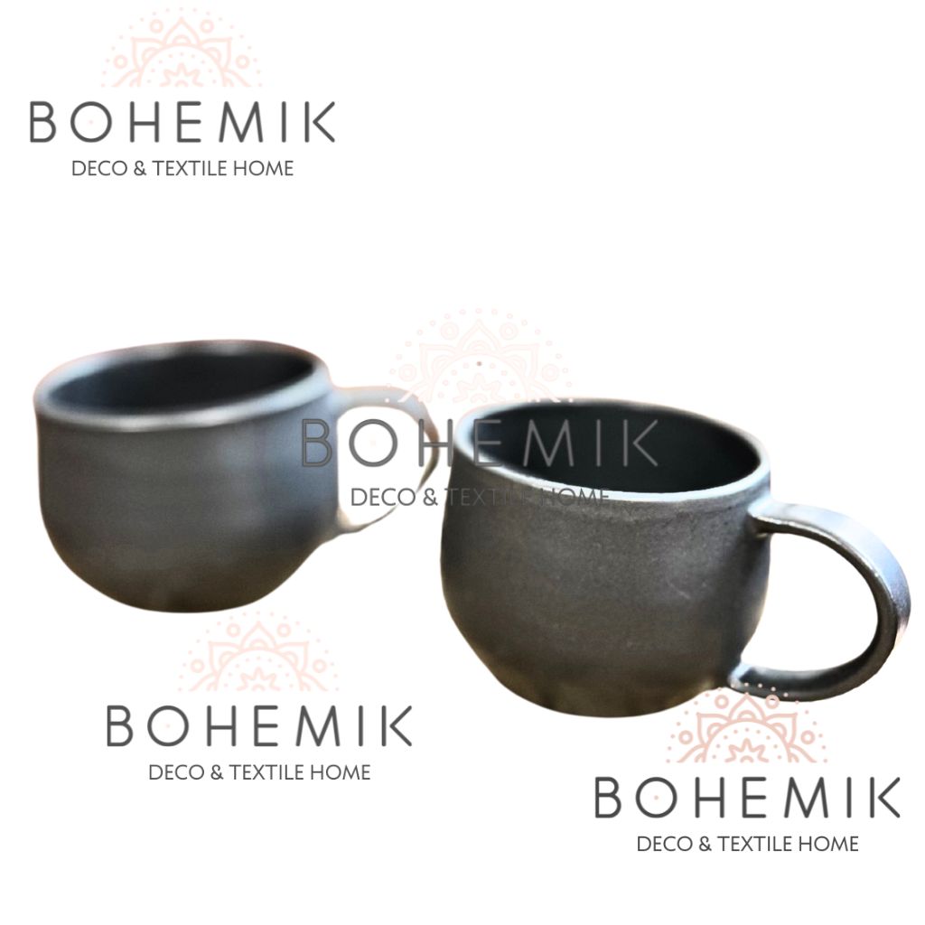 Set 2 Mug color Negro Cerámica Gres