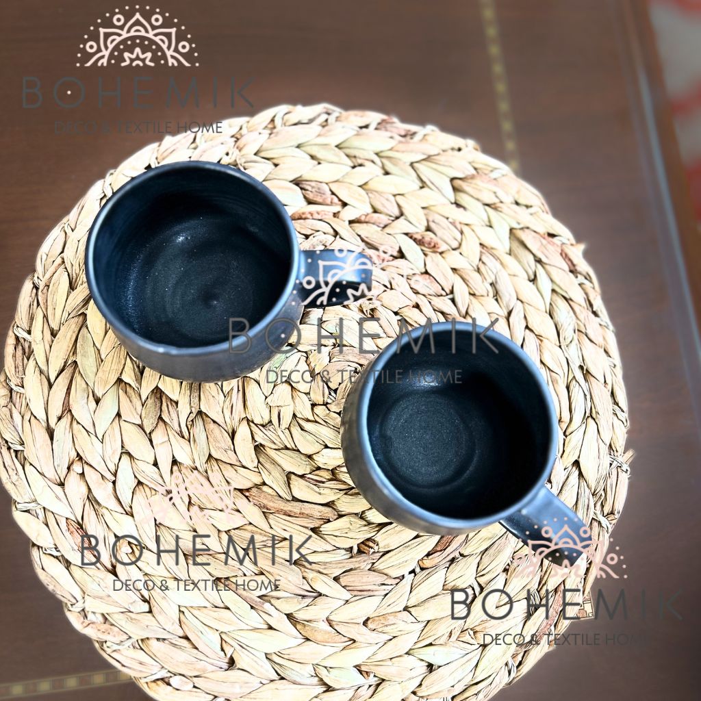 Set 2 Mug color Negro Cerámica Gres