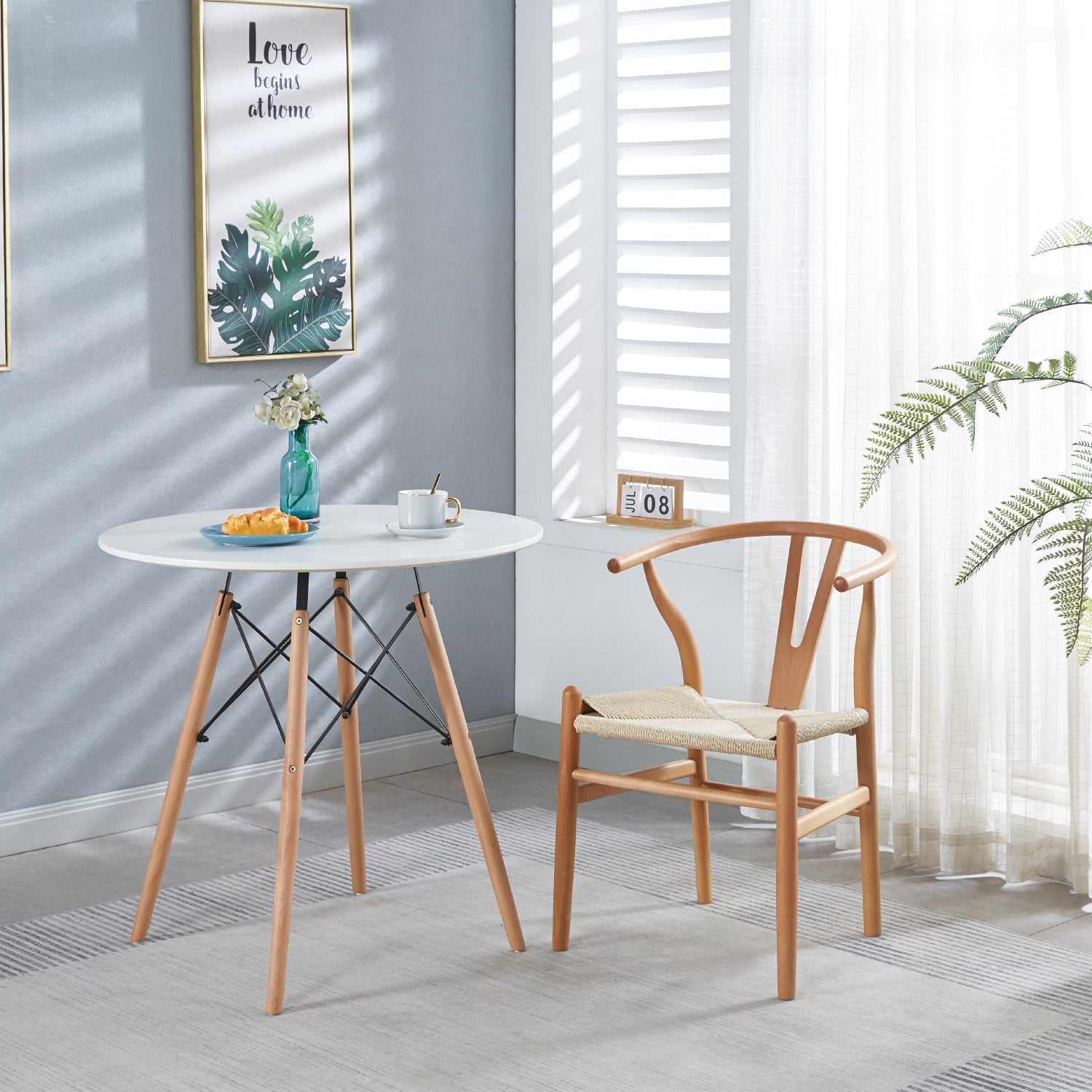 Silla Wishbone Madera y Hilo de cuerda Natural