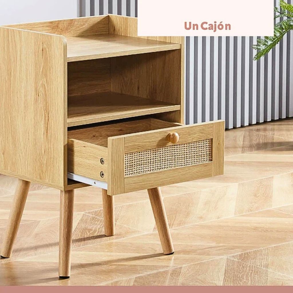 Velador con cajón y espacio adiconal