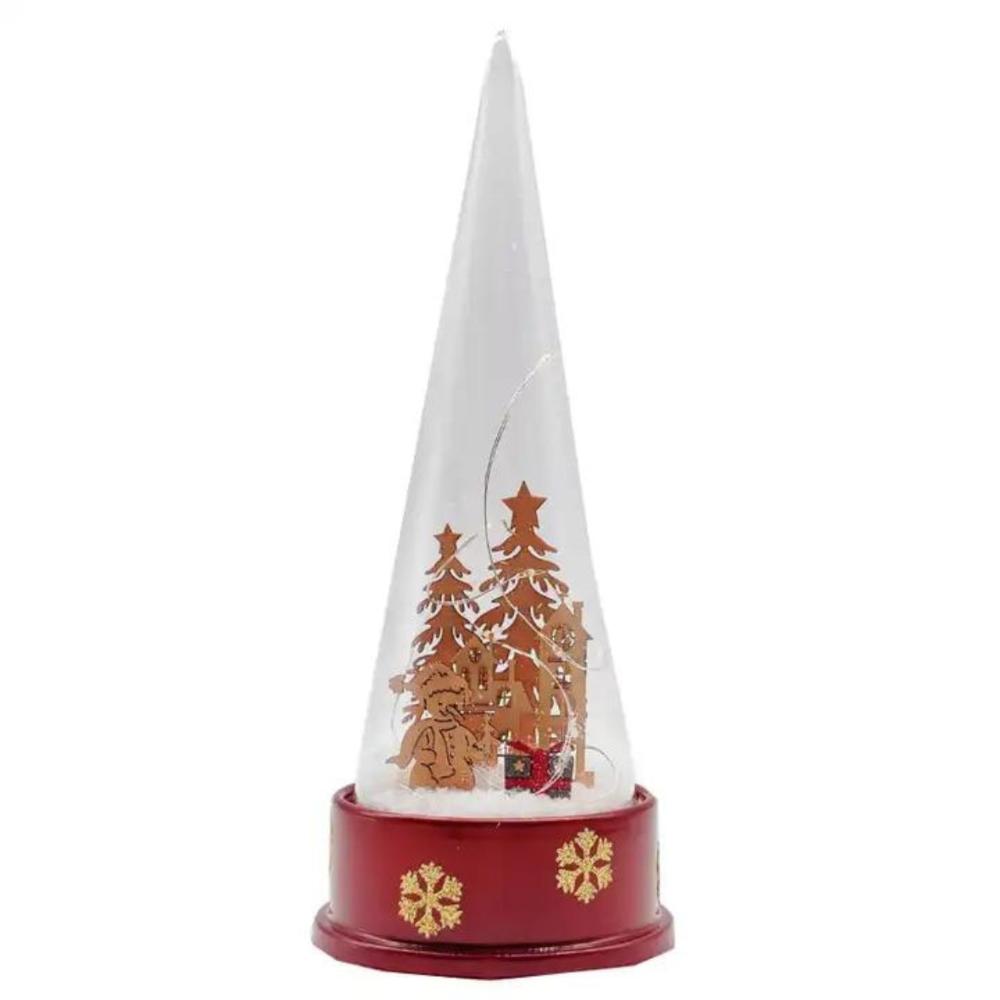 Adorno Navidad Rojo, diseño interior en madera, luminoso y musical de 26 cm