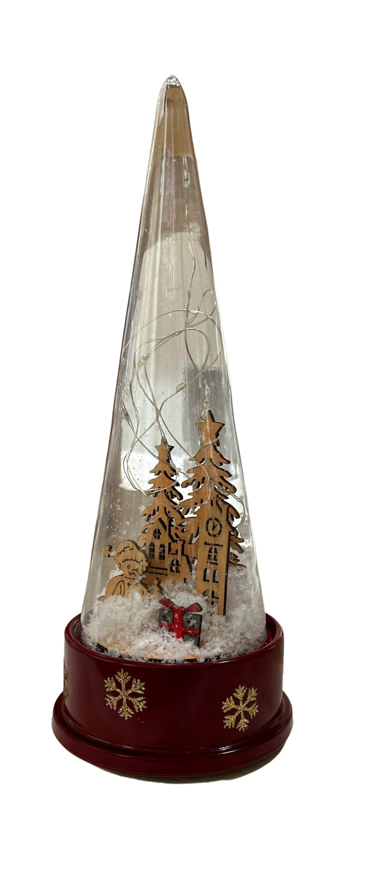 Adorno Navidad Rojo, diseño interior en madera, luminoso y musical de 26 cm