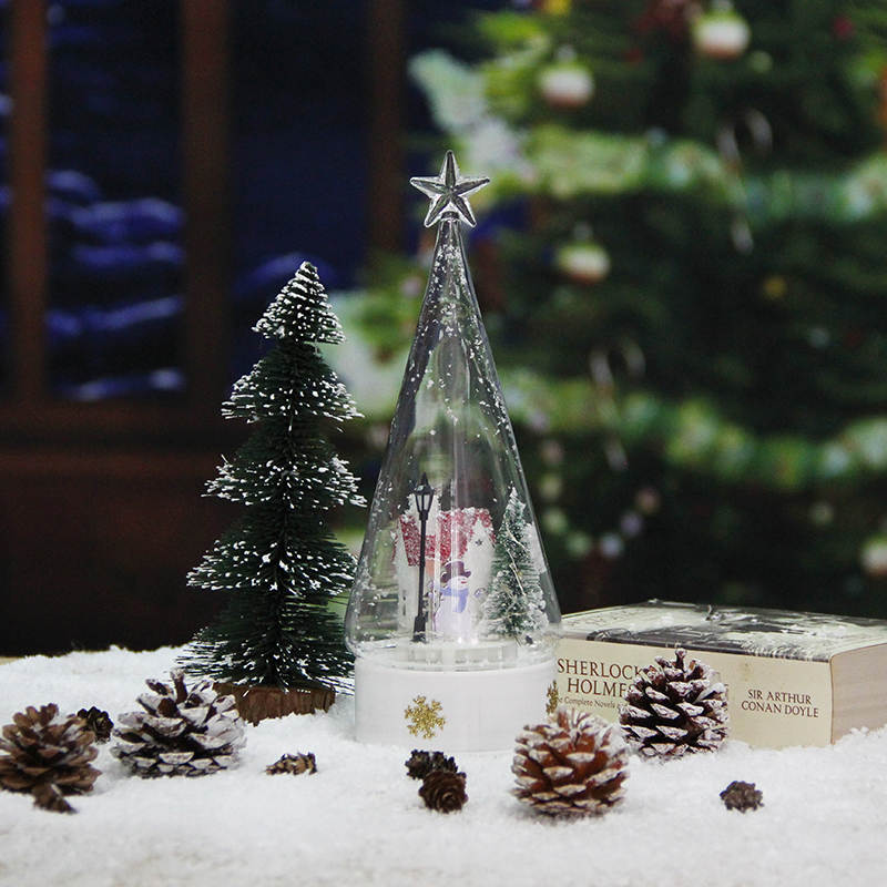 Adorno Navidad Blanco, luminoso, musical con nieve en movimiento de 28 cm