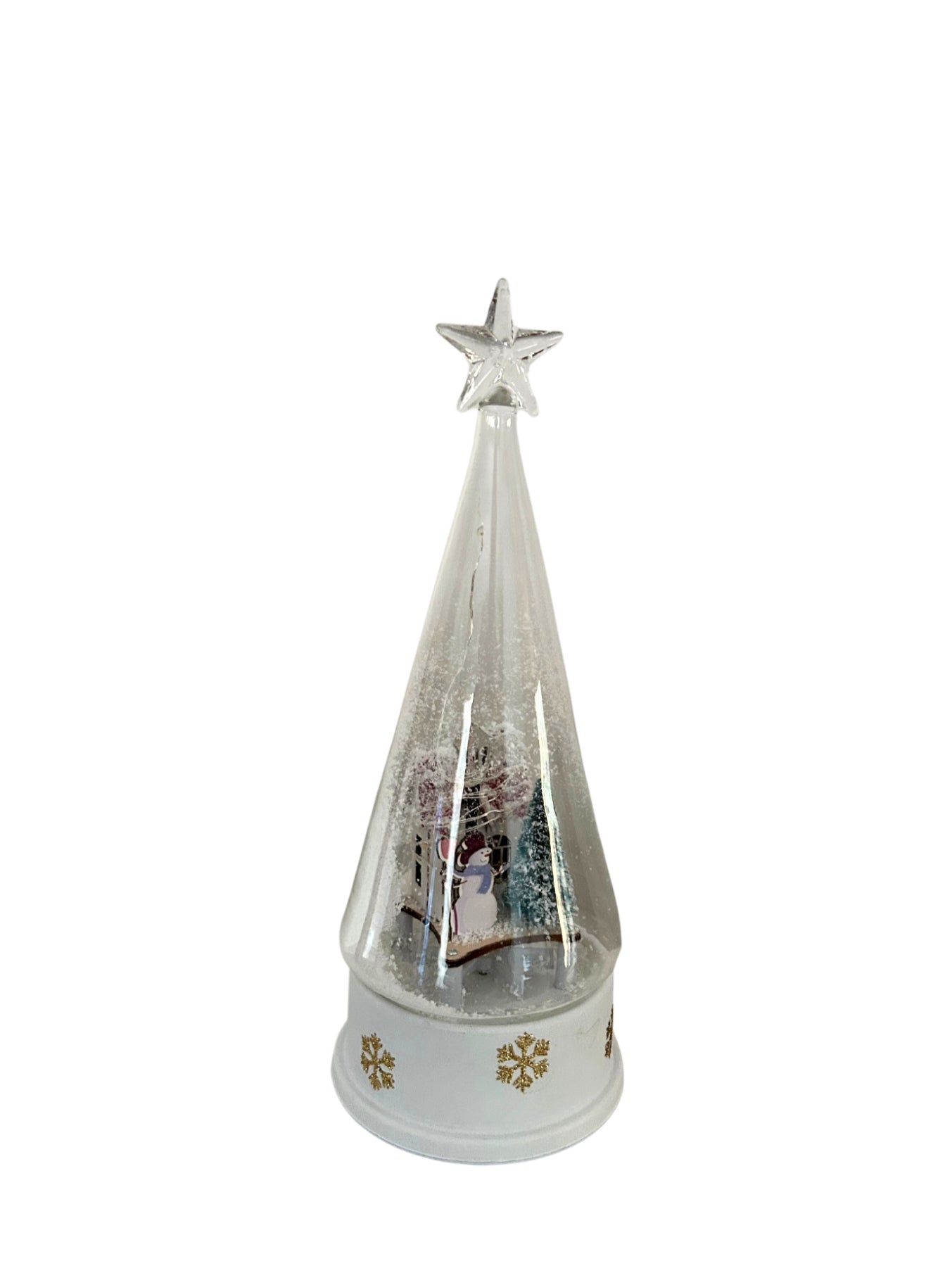 Adorno Navidad Blanco, luminoso, musical con nieve en movimiento de 28 cm