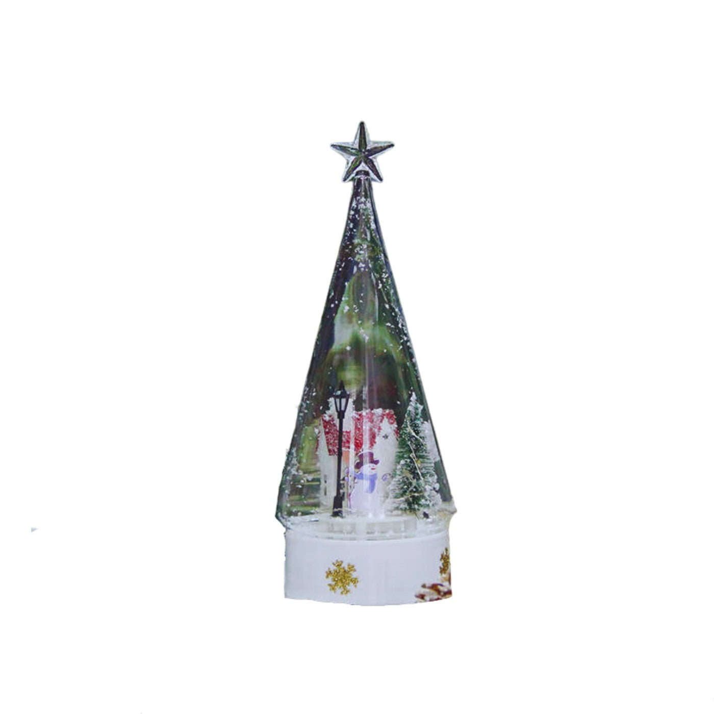 Adorno Navidad Blanco, luminoso, musical con nieve en movimiento de 28 cm