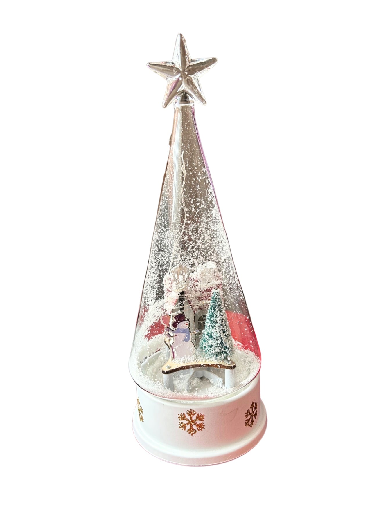Adorno Navidad Blanco, luminoso, musical con nieve en movimiento de 28 cm