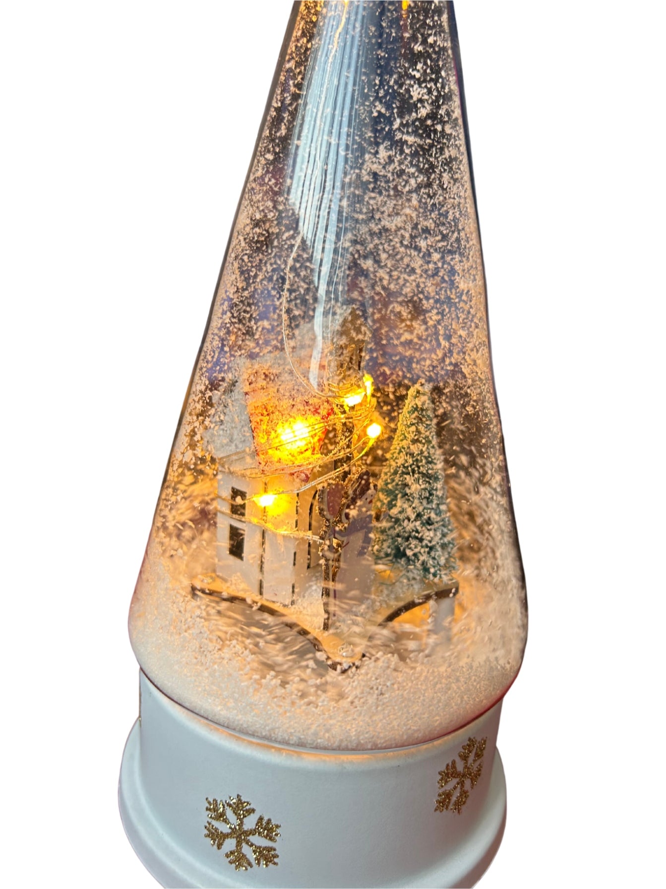 Adorno Navidad Blanco, luminoso, musical con nieve en movimiento de 28 cm
