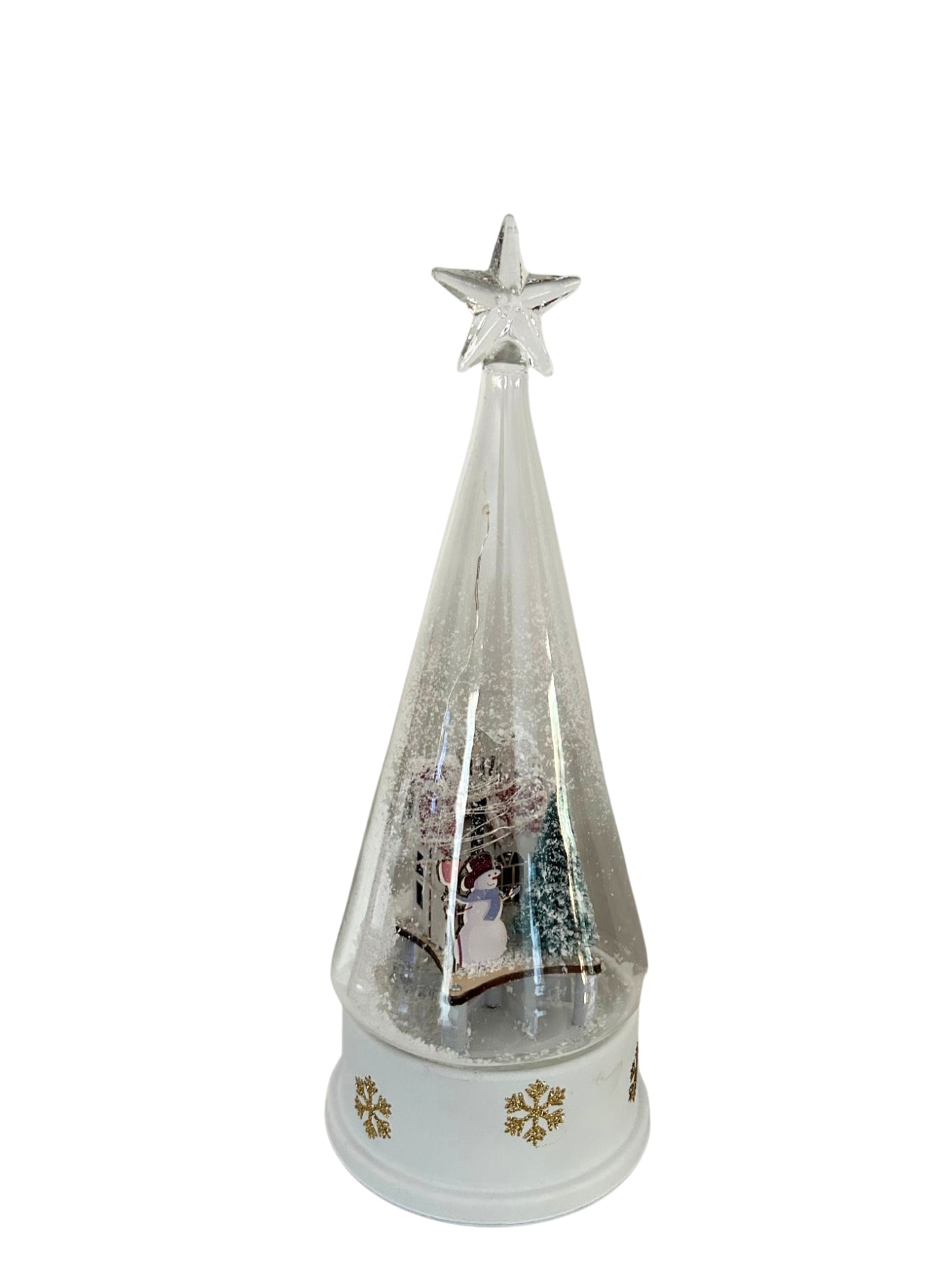 Adorno Navidad Blanco, luminoso, musical con nieve en movimiento de 28 cm