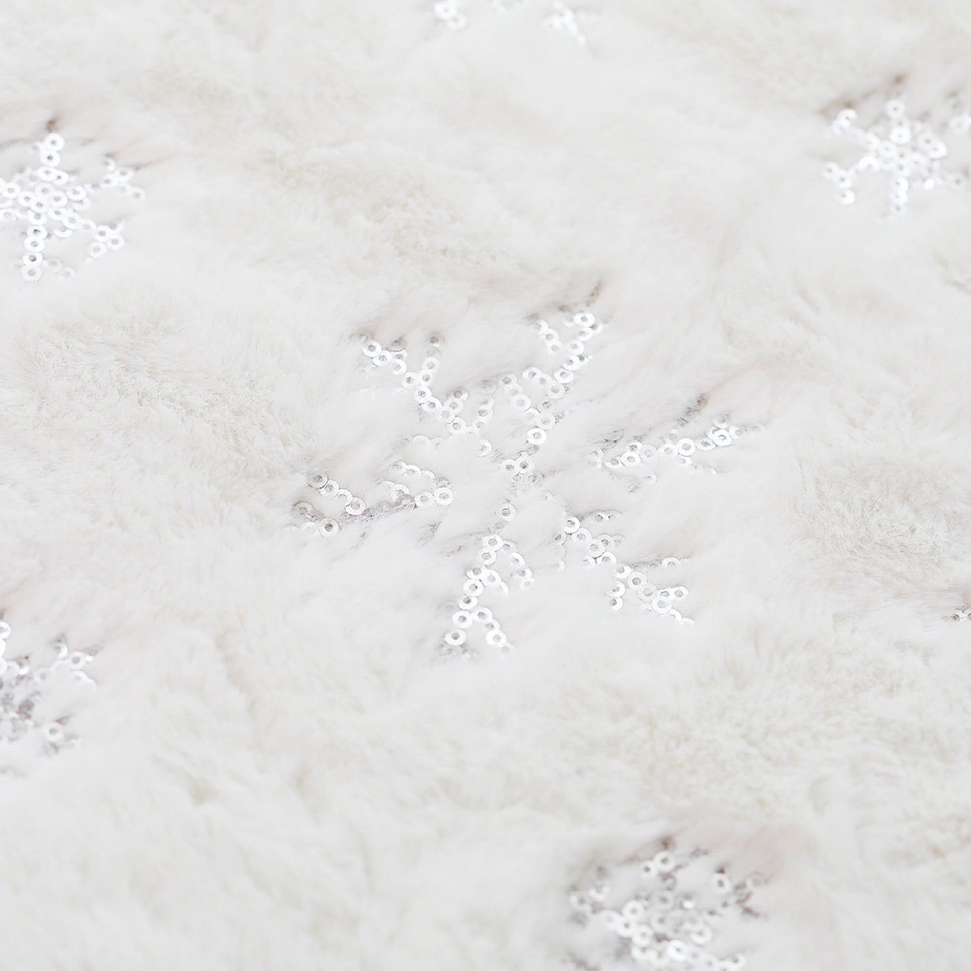 Faldón Arbol Naviidad Blanco Bordado Copo de Lentejuela 115 cm