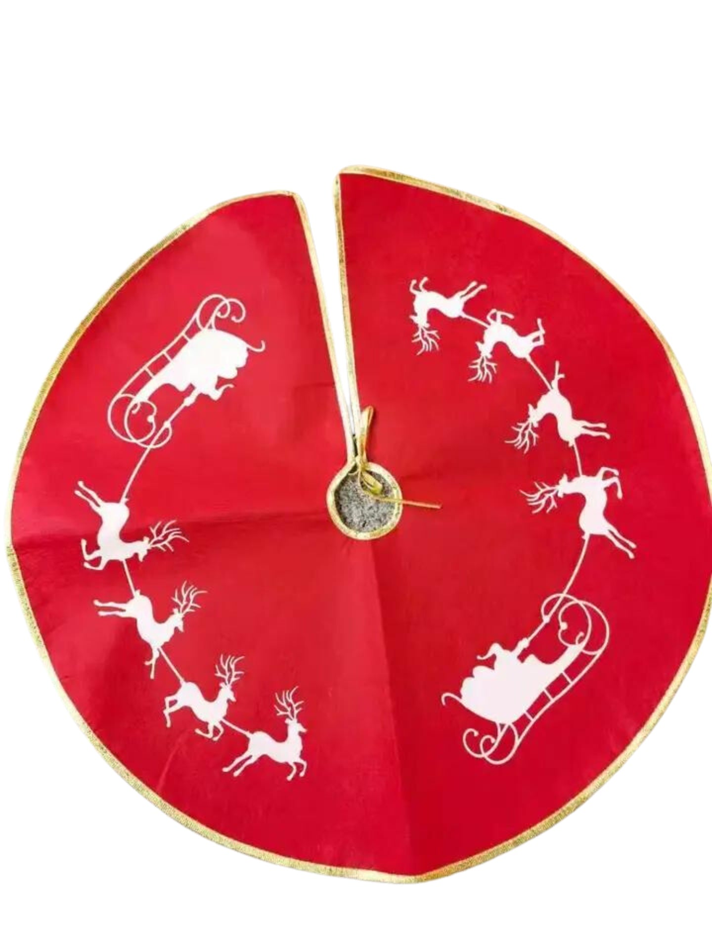 Faldón Arbol Navidad rojo con Trineos de 100 cm